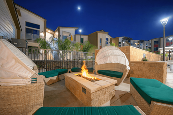 Poolside fire pit